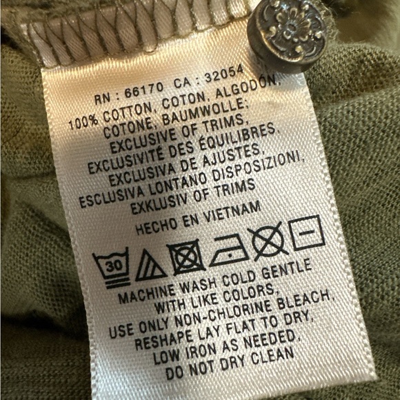Meadow Rue 100% Cotton Olive Green Women's Top - Picture 6 of 6